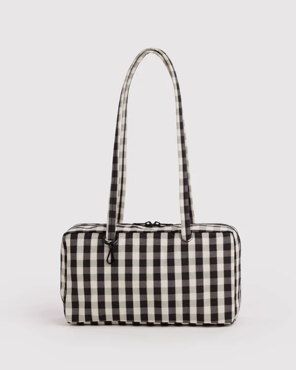 Nylon Bowler Bag - Black And Cream Gingham - Size: OS