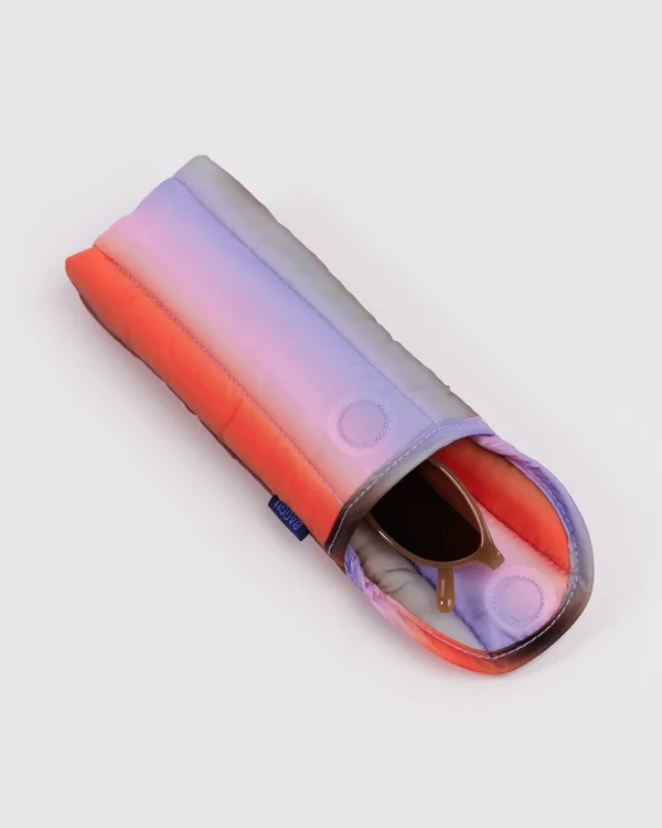 Puffy Glasses Sleeve - Gradient Stripe Poppy & Lilac - Material: ripstop-polyester
