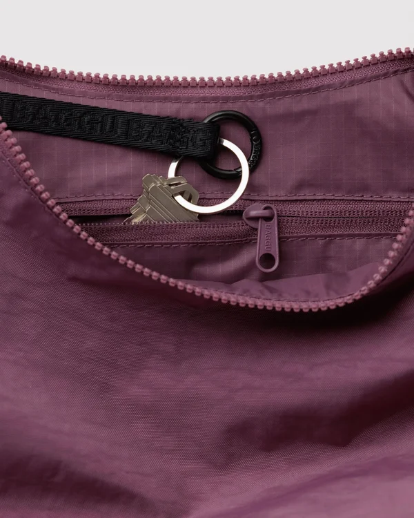 Medium Nylon Crescent Bag - Wild Plum - Material: heavyweight-nylon