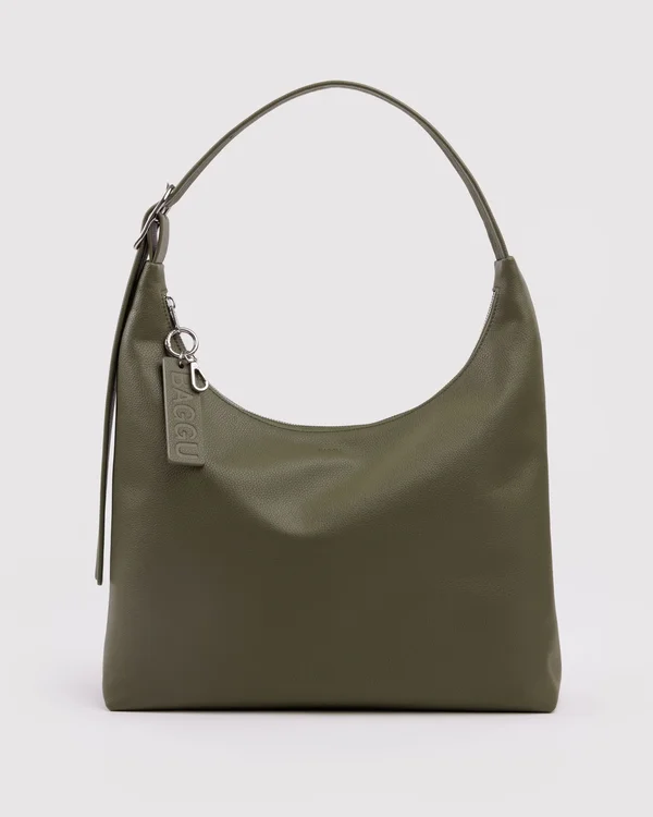 Recycled Leather Shoulder Bag - Loden - Size: OS