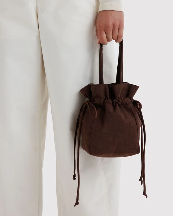 Nylon Drawstring Bag - Coffee - Material: heavyweight-nylon