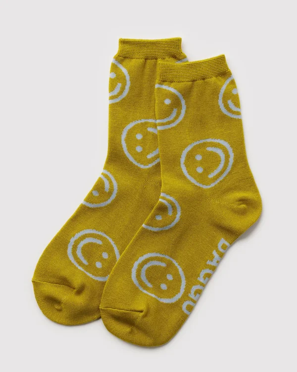Crew Sock - Ochre Happy - Material: organic-cotton