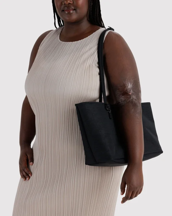 Medium Nylon Reversible Tote - Black Mix - Material: heavyweight-nylon