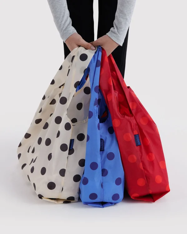 Standard Baggu Set of 3 - Polka Dot Mix - Material: ripstop-nylon