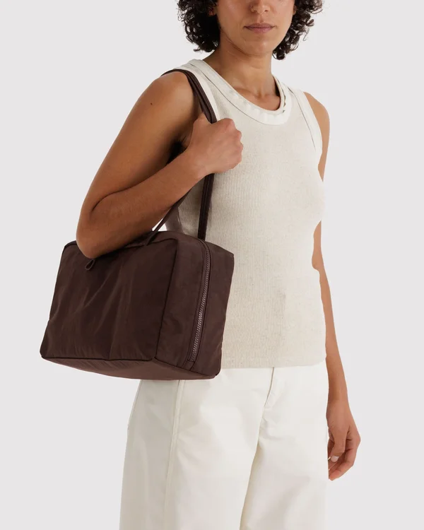 Medium Nylon Bowler Bag - Coffee - Size: OS