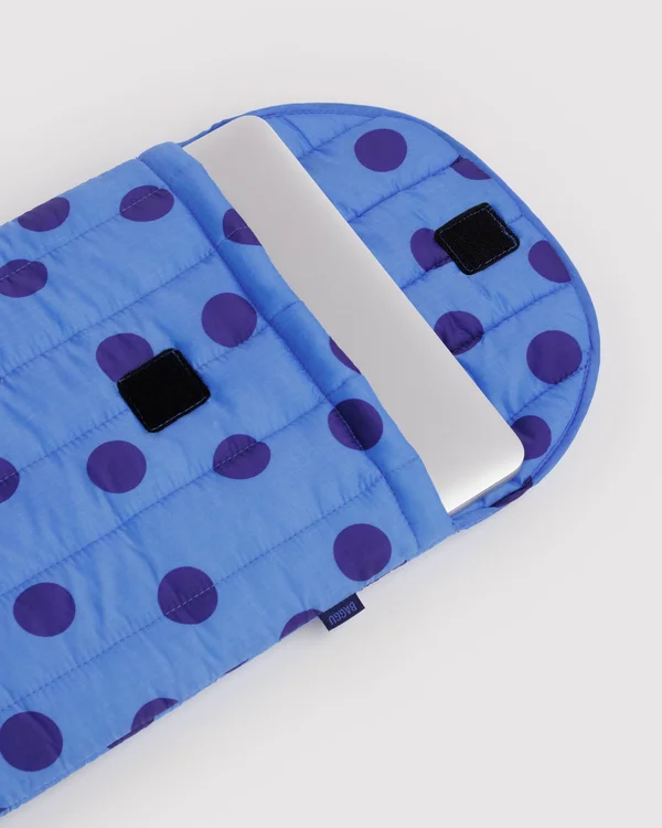 Puffy Laptop Sleeve 16" - Blue Polka Dot - Size: OS