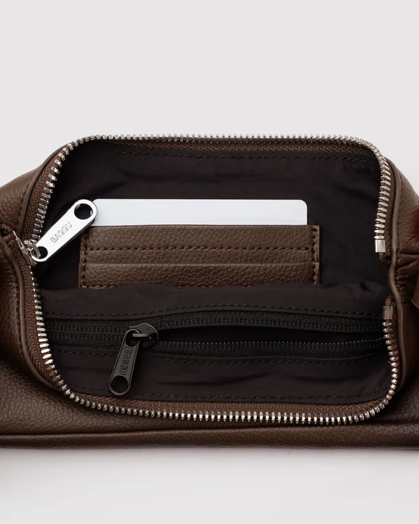Recycled Leather Pochette - Brown - Size: OS