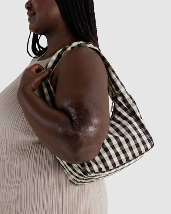 Small Nylon Meringue Bag - Black And Cream Gingham - Size: OS