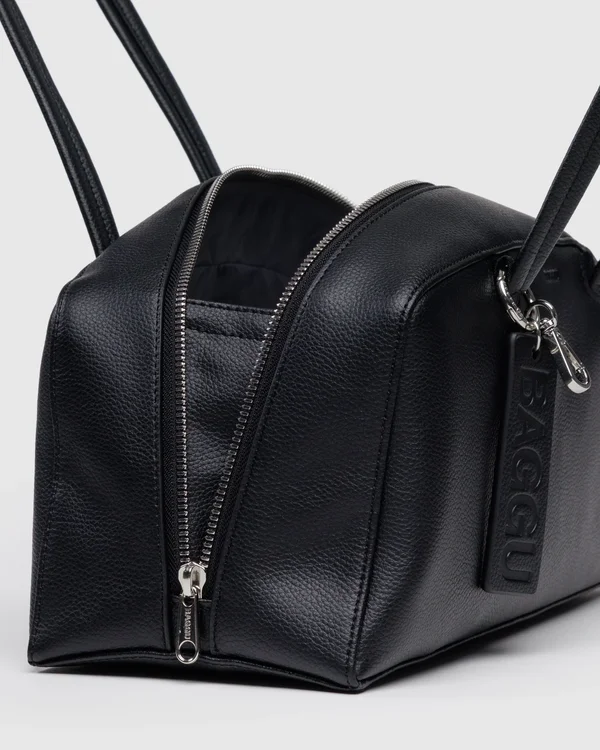 Recycled Leather Bowler Bag - Black - Size: OS