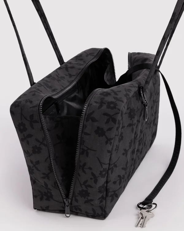 Medium Nylon Bowler Bag - Charcoal Ditsy Floral