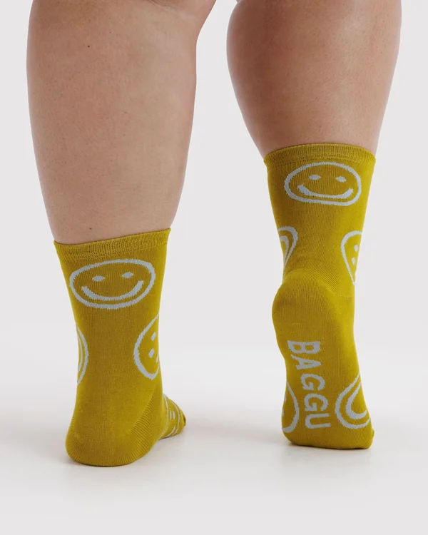 Crew Sock - Ochre Happy - Material: organic-cotton