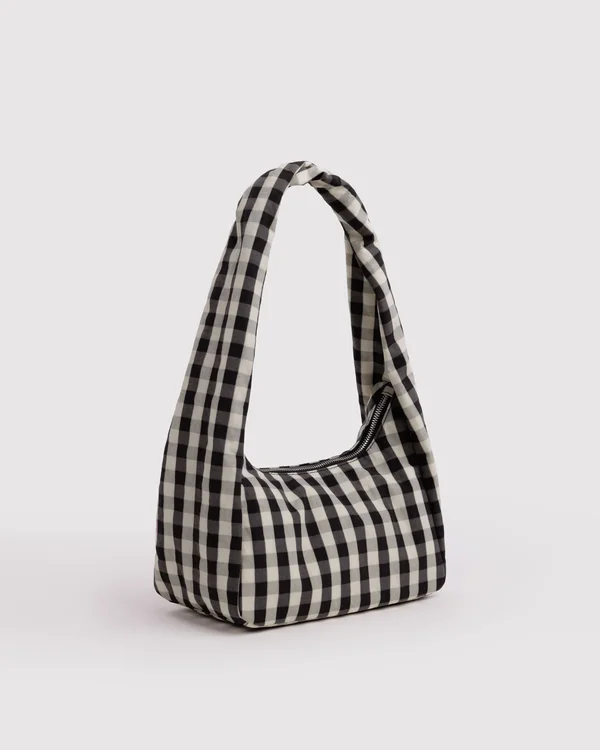 Small Nylon Meringue Bag - Black And Cream Gingham - Size: OS