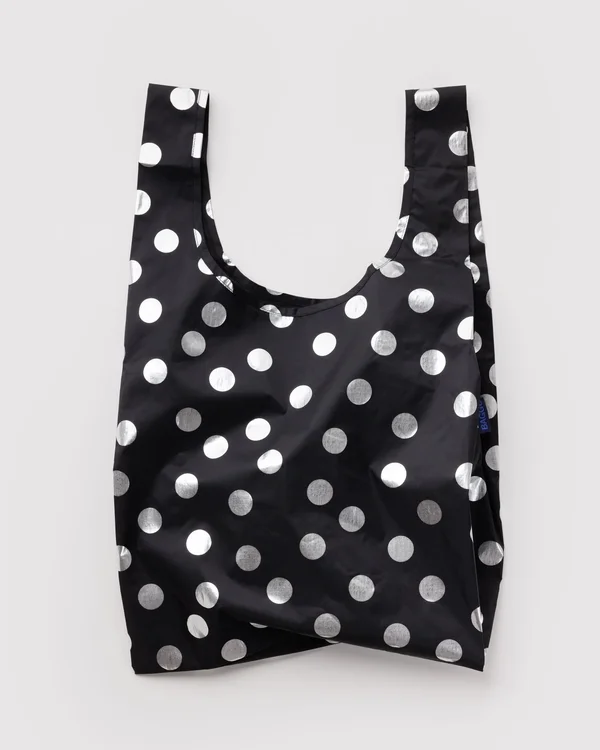 Standard Baggu - Silver Metallic Polka Dot